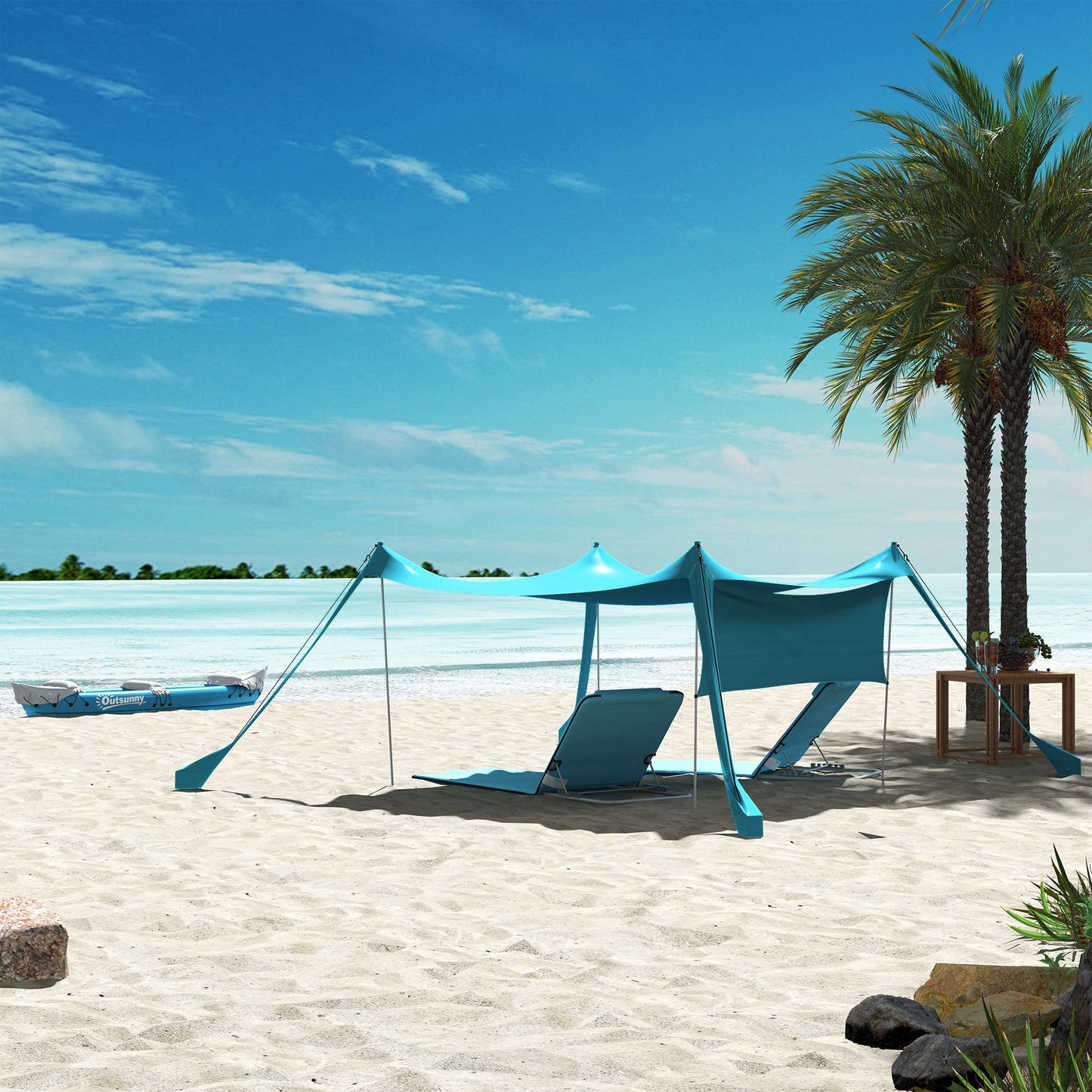 Outsunny Sonnensegel, wasserdicht, anpassbar, leicht, faltbar, Stahlstützen, 3x3x2m, Himmelblau