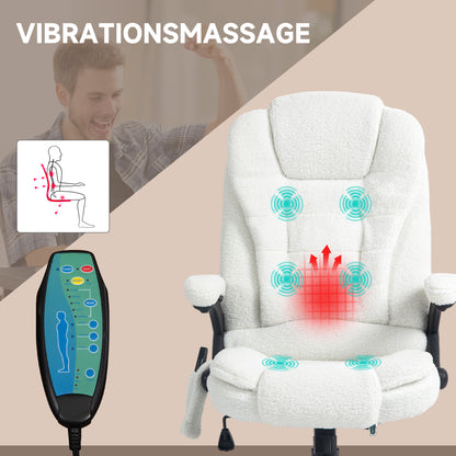 Vinsetto Bürosessel Massagefunktion Massagebürostuhl, Massagefunktion, höhenverstellbar, 67 x 74 x 107-116 cm, Weiß