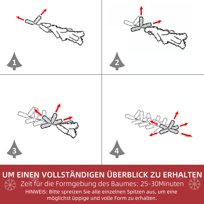 HOMCOM Künstlicher Weihnachtsbaum, Schnee-Effekt, flammenhemmend, Scharnierkonstruktion, Grün/Weiß