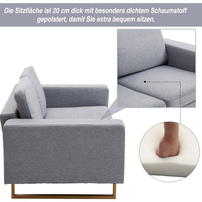 HOMCOM® 2-Sitzer Sofa Stoffsofa Ecksofa Polstersofa Sitzmöbel Armlehne Holz hellgrau 145 x 82 x 78 cm