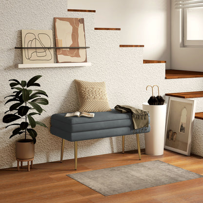 HOMCOM Sitzbank Polsterbank, mit Stauraum, Stahl, 79,5 cm x 37,5 cm x 43 cm, Dunkelgrau