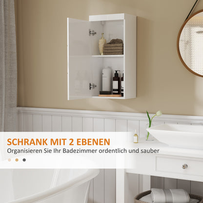 HOMCOM Zweistufiger Badezimmerschrank, Badkommode, wandmontiert, Spanplatte, MDF, Weiß