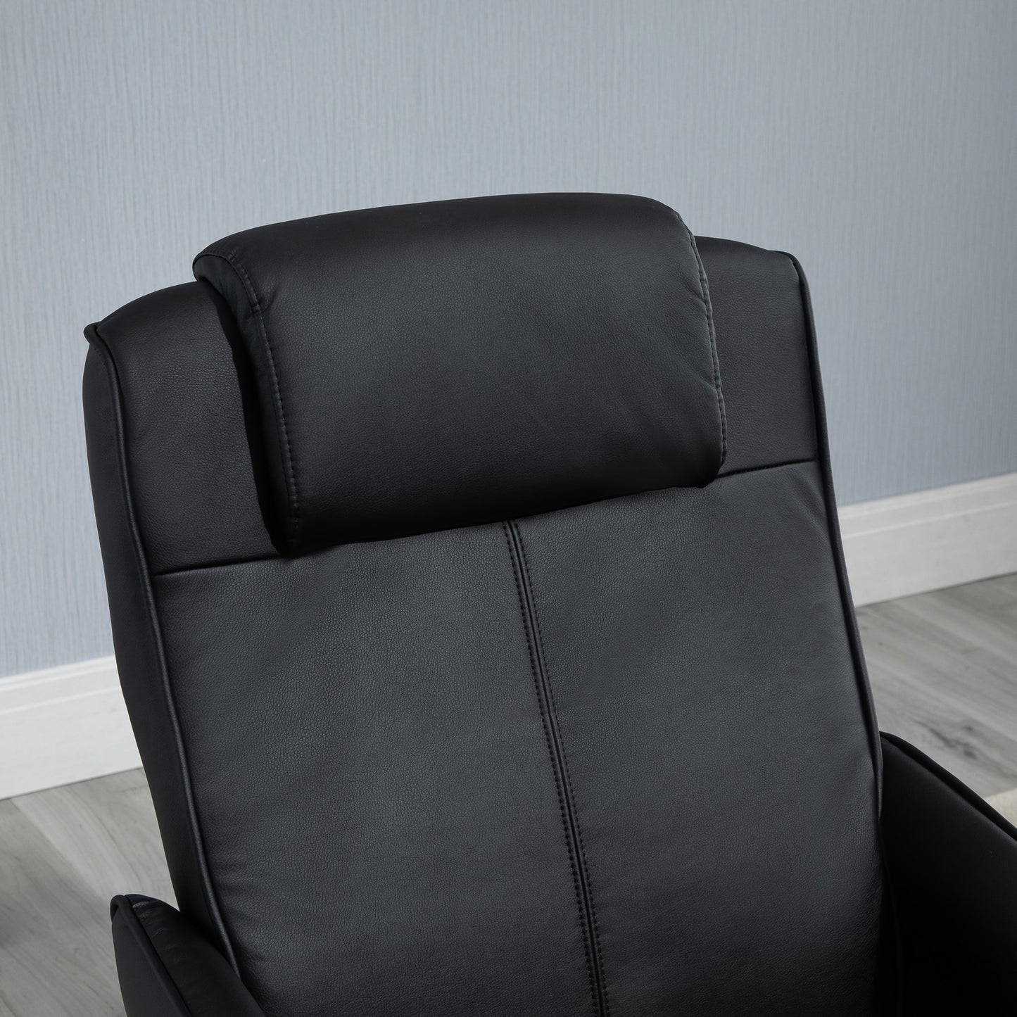 HOMCOM Relaxsessel mit Fußhocker, Kunstleder-Bezug, neigbar, ergonomisches Design, Schwarz