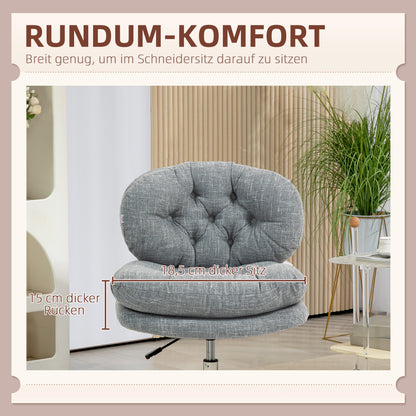 HOMCOM Bürostuhl ohne Armlehnen, bequemer Schreibtischstuhl mit gepolstertem Sitz und verstellbarer Höhe, Grau