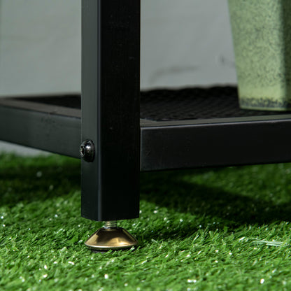 Outsunny Pflanzenregal mit 4 Regalen, wetterbeständig, Blumentreppe, 91 cm x 25 cm x 83 cm, Schwarz