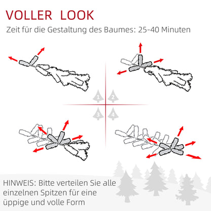 HOMCOM Künstlicher Weihnachtsbaum 180 cm Bleistift Kiefernbaum mit Schnee, 492 Spitzen für drinnen