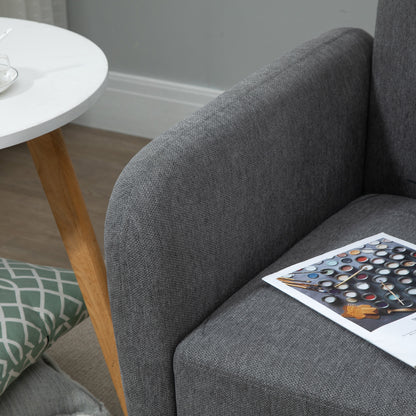 HOMCOM Sofa 2 Sitzer Couch mit 2 Wurfkissen, Kleine Loveseat mit Samtopik Modern Polstersofa für Wohnzimmer, Schlafzimmer, kleinen Raum, Grau 130 x 70 x 80 cm