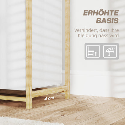 HOMCOM Wäschekorb mit Wäschesack, Stoffschublade, Bambus, 70x36x70 cm, Weiß/Holz