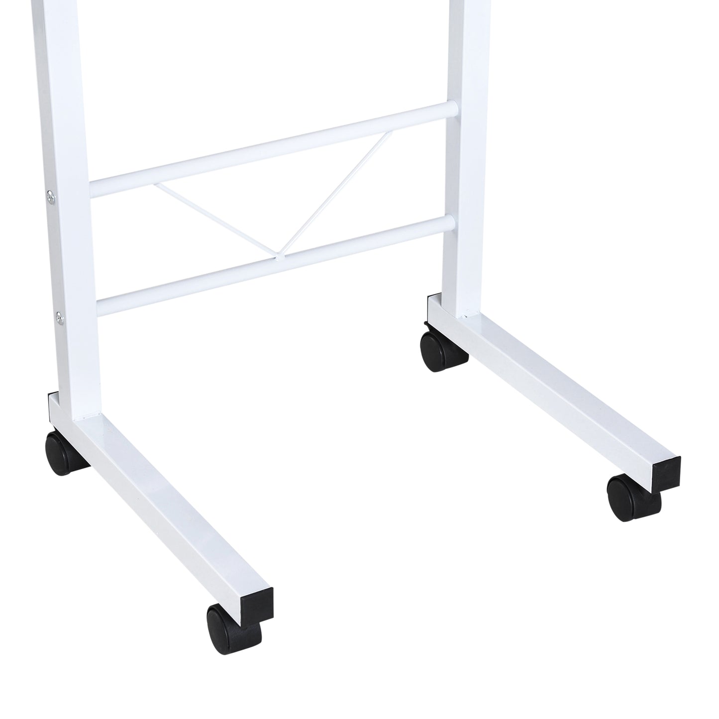 HOMCOM Beistelltisch höhenverstellbarer Couchtisch mobiler Endschreibtisch mit Rädern Feststellbremsen C-Tische Spanplatte Stahl Eisen Kunststoff Weiße Ahornfarbe 60 x 40 x 68-78 cm