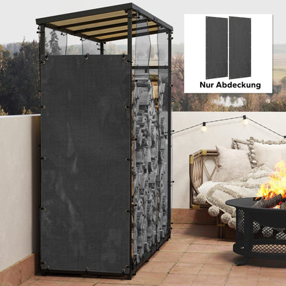Outsunny Abdeckung für Brennholzregal, 2er-Set, wetterfest &amp; staubdicht, 148 x 62 cm, Schwarz