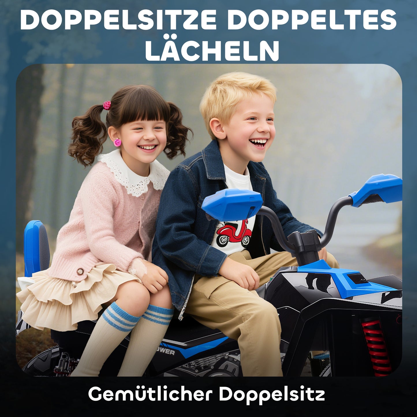 AIYAPLAY Kinder-Elektro-Quad, 24V Elektro-Fahrzeug mit 4 Rädern, Scheinwerfer, USB-Anschluss, MP3-Funktion, 6,5 km/h, 3-8 Jahre