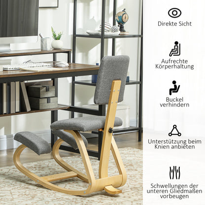 HOMCOM Ergonomischer Kniestuhl, Kniehocker Gesundheitsstuhl für Zuhause, Büro, Meditation Grau