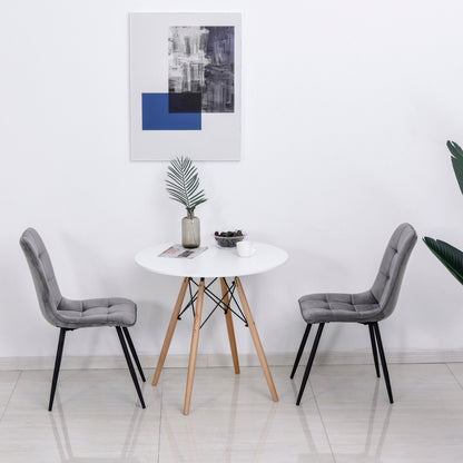 HOMCOM 2er-Set Esszimmerstuhl Polsterstuhl Küchenstuhl mit Samt-Optik Esstisch Samt Metall Grau+Schwarz 45 x 63 x 90 cm