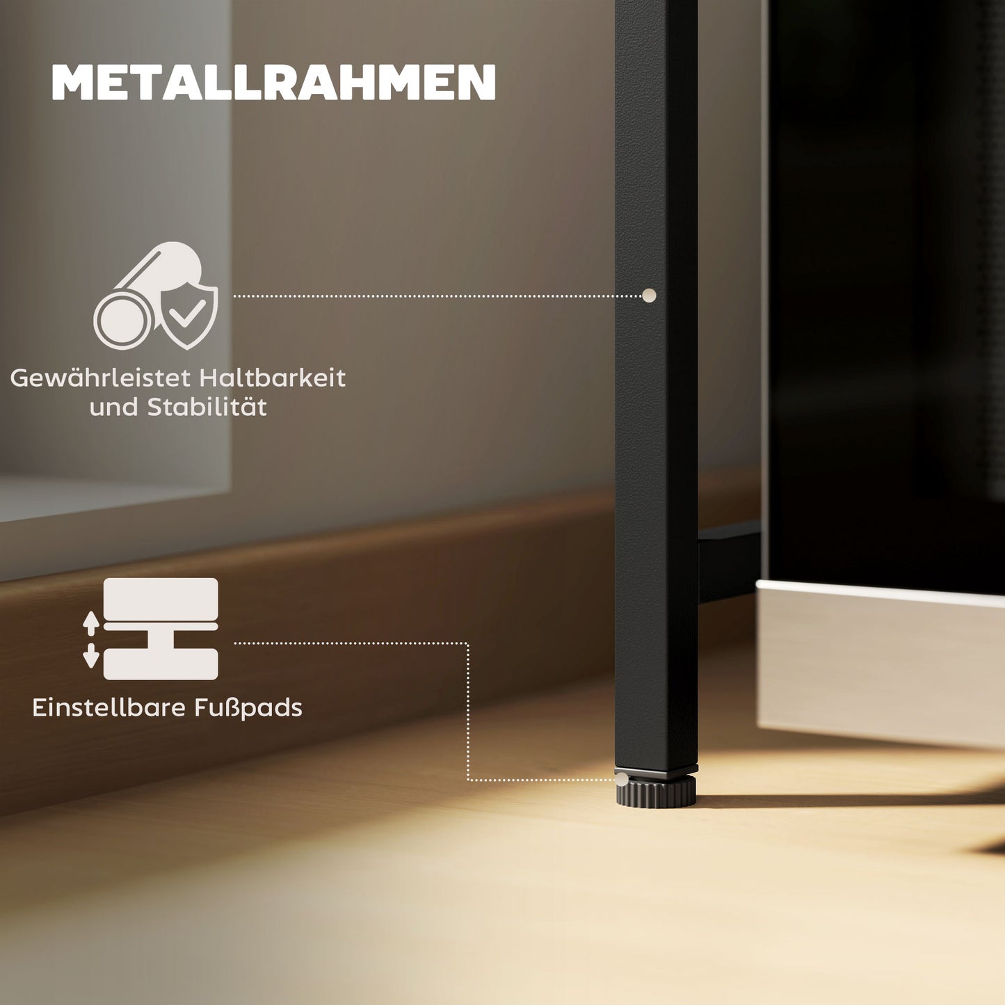 HOMCOM Mikrowellenregal, 3 Haken, ausziehbar, Metall, 40 cm hoch, Schwarz