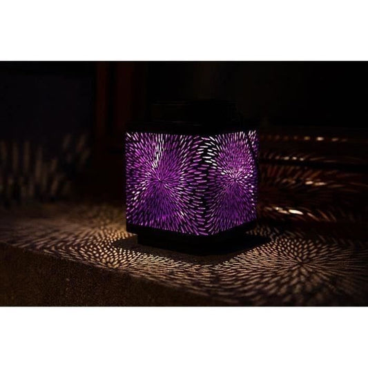 Solar lantern - GARDEN ID Attract - Mauve 16 x 16 h23 cm - 6 to 8 hours autonomy - Mobile - On/off button.