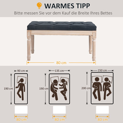 HOMCOM Sitzbank Vintagedesign Vintagebank, Knopfheftung, gedrechselte Beine, Shabby Chic, Dunkelgrau