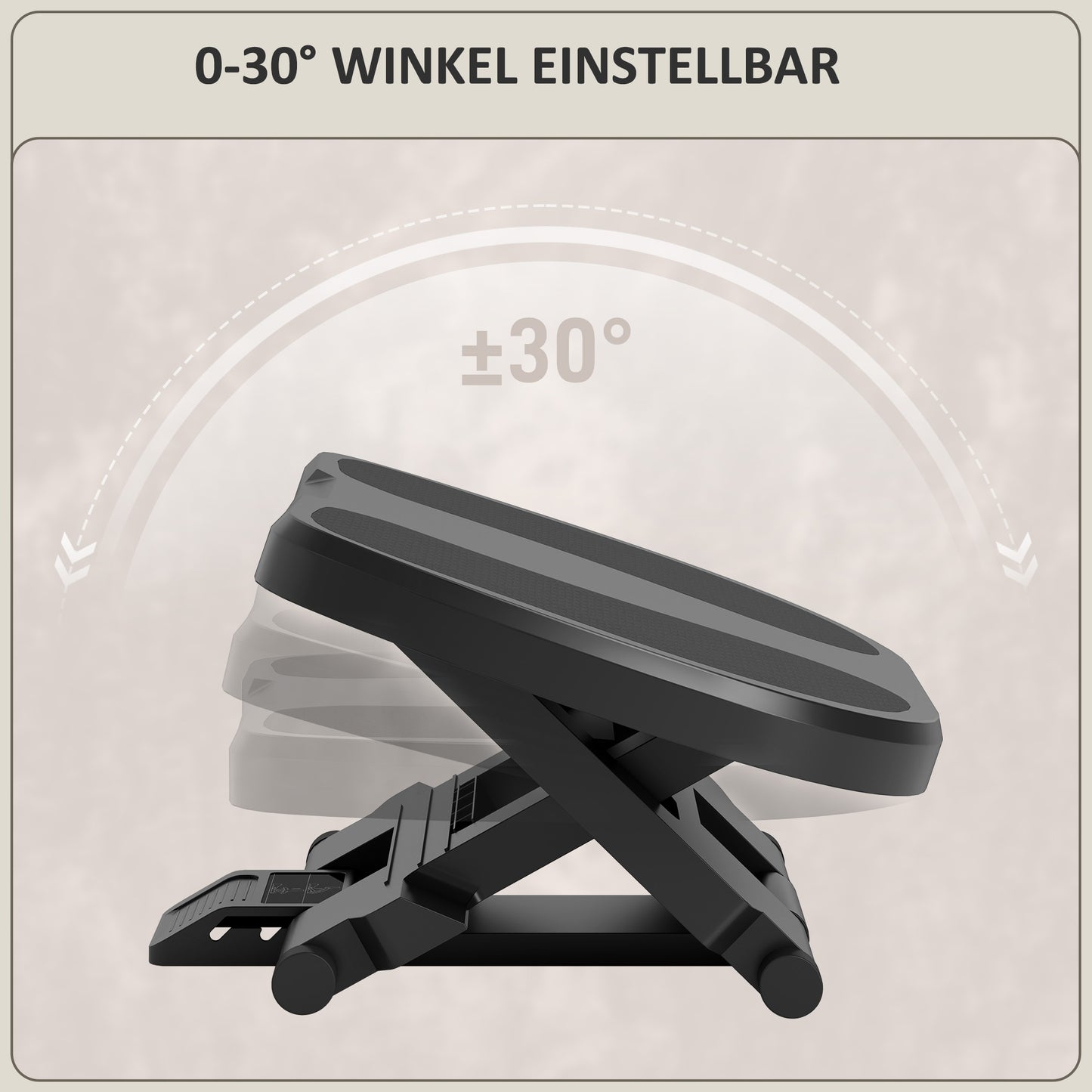 HOMCOM Fußstütze, Fußablage, höhenverstellbar, 0-30° neigbar, Grau