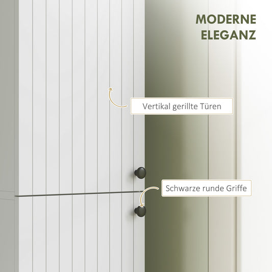 HOMCOM Wandmontierter Badezimmerschrank, lackierte Oberfläche, 6 Regale, MDF, Weiß