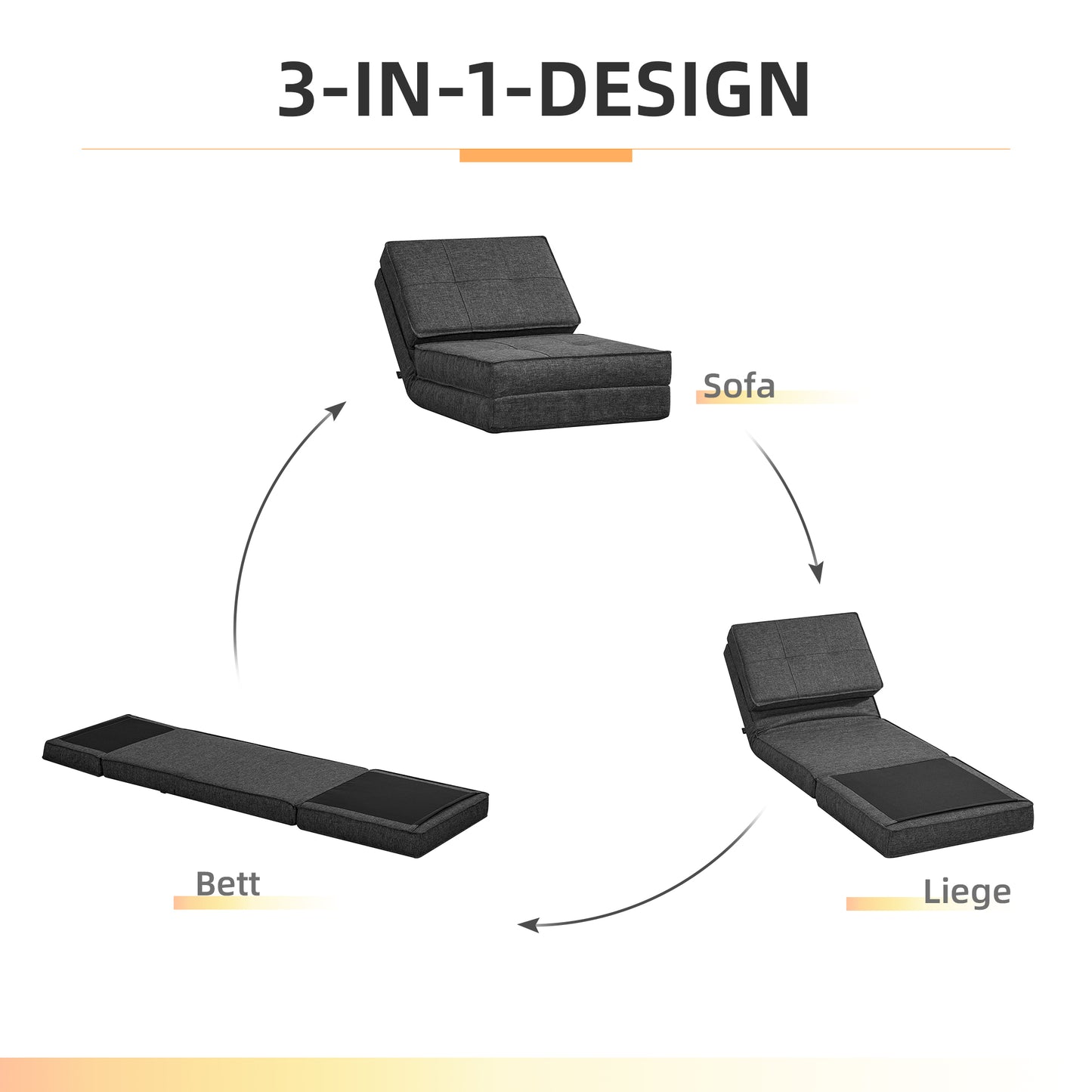 HOMCOM Bodensessel, verstellbarer Klappsessel, 61 x 73 x 58 cm, Dunkelgrau