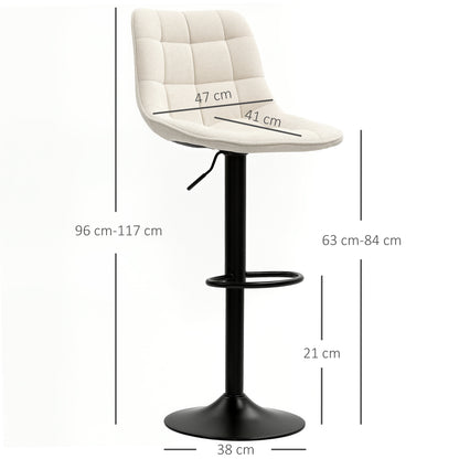 HOMCOM Moderner Barhocker, 2er-Set drehbare Barstühle mit Rückenlehne, höhenverstellbar, mit Fußstütze, gepolstert, Beige