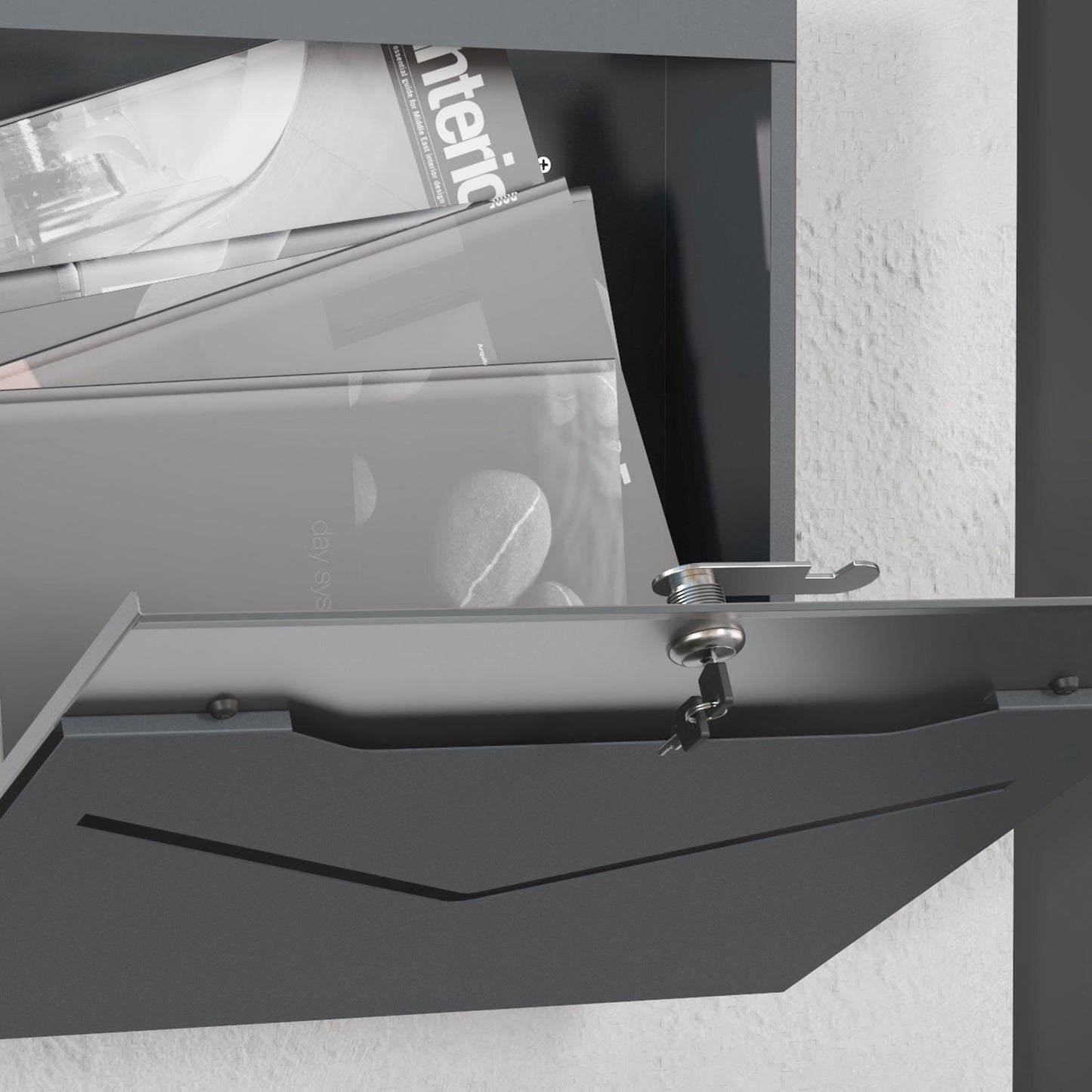 HOMCOM Briefkasten Postkasten, modernes Design, wetterbeständig, 37 cm x 10,5 cm x 37 cm, Grau