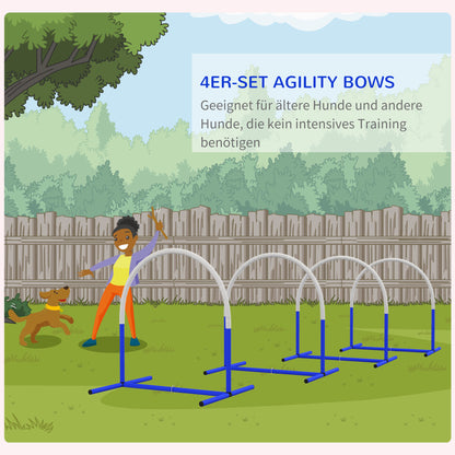 PawHut Agility-Set für Hunde, Hundetraining, 4 Bögen, für Einsteiger, mit Tragetasche, blau+weiß, 88 x 64 x 95cm
