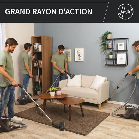 Bagless cylinder vacuum cleaner - HOOVER - HP321PAF - 850 W - 75 dBA - 2 L - Grey