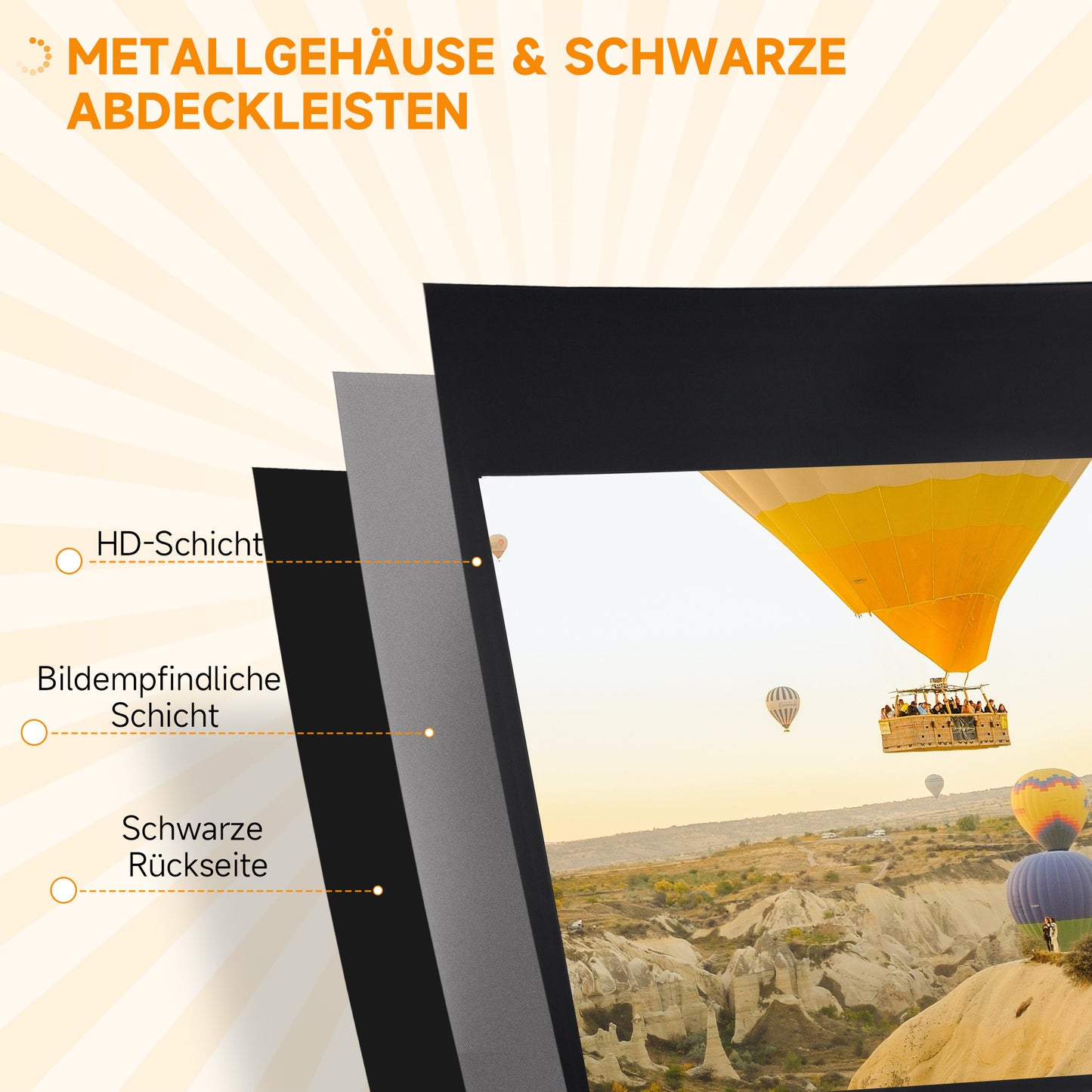 HOMCOM Beamer Leinwand mit Stativ 186 x 105 cm 84 Zoll 16:9 HD 4K Rollo-Leinwand