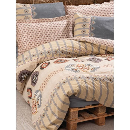 Bedding set - 1 duvet cover 220 x 240 cm + 2 pillowcases 60 x 60 cm - 100% cotton - Beige