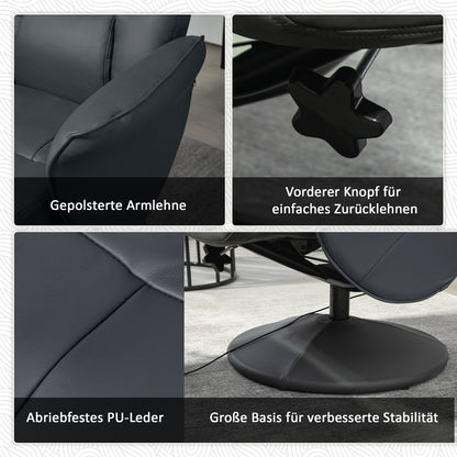 HOMCOM Massagesessel mit Fußhocker, Ergonomischer Stuhl mit 10 Vibrationspunkten, Kunstleder, 76 x 81 x 105 cm, Dunkelgrau