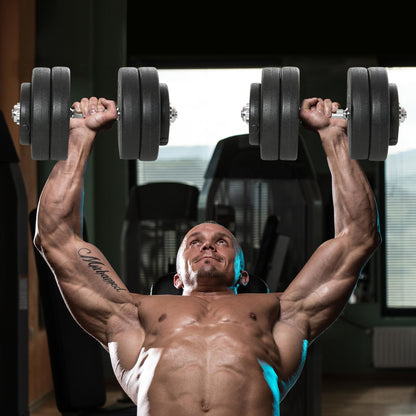 HOMCOM Kurzhantel-Set 2 x 25 kg, 2 x 6 Hantelscheiben mit Kunststoffhülle, bodenschonend, Schwarz