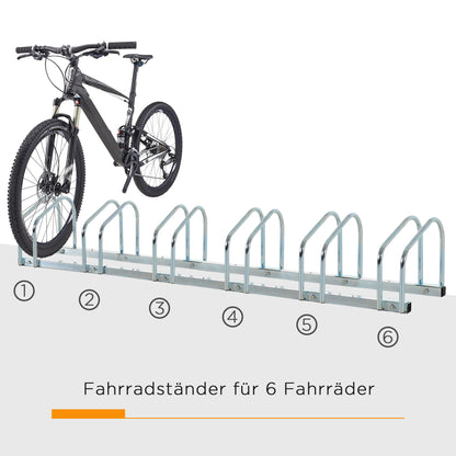 HOMCOM Fahrradständer für 6 Fahrräder wetterfest Wand- oder Bodenmontage Stahl 179 x 33 x 27cm