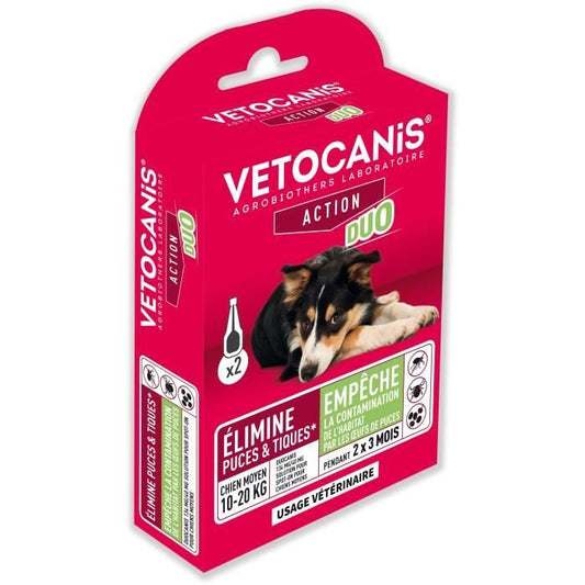 VETOCANIS Anti-flea and anti-tick Duo Spot on - 2 pipettes - Efficiency 7 weeks - For medium dog