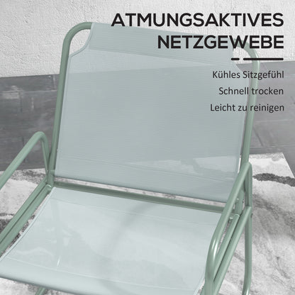 Outsunny 3-teiliges Gartenmöbelset, 2 Stühle mit atmungsaktivem Stoffbezug, 1 runder Tisch Ø60 cm, Grün