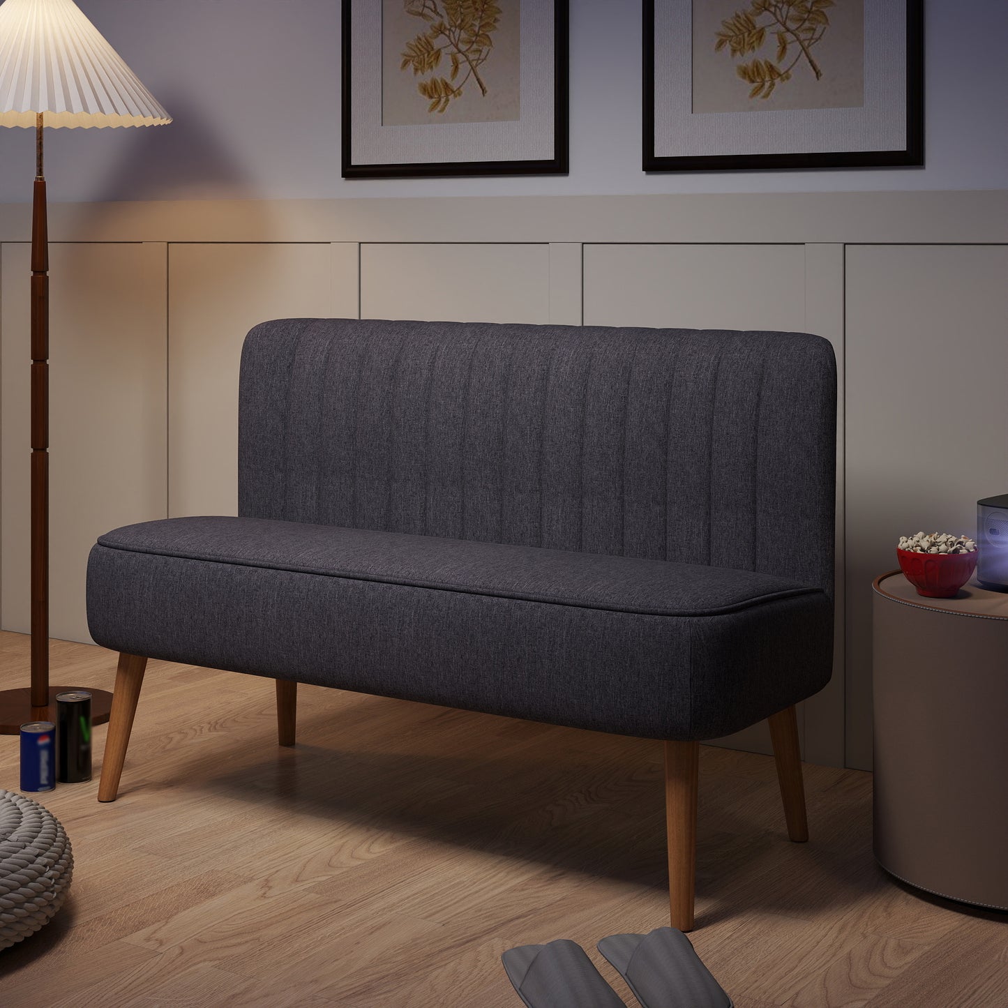 HOMCOM 2-Sitzer Sofa, weiche Polsterung, pflegeleichter Bezug, bis 150 kg, 117 x 56,5 x 77 cm, Dunkelgrau