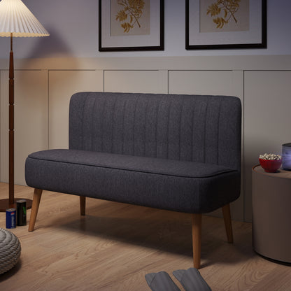 HOMCOM 2-Sitzer Sofa, weiche Polsterung, pflegeleichter Bezug, bis 150 kg, 117 x 56,5 x 77 cm, Dunkelgrau