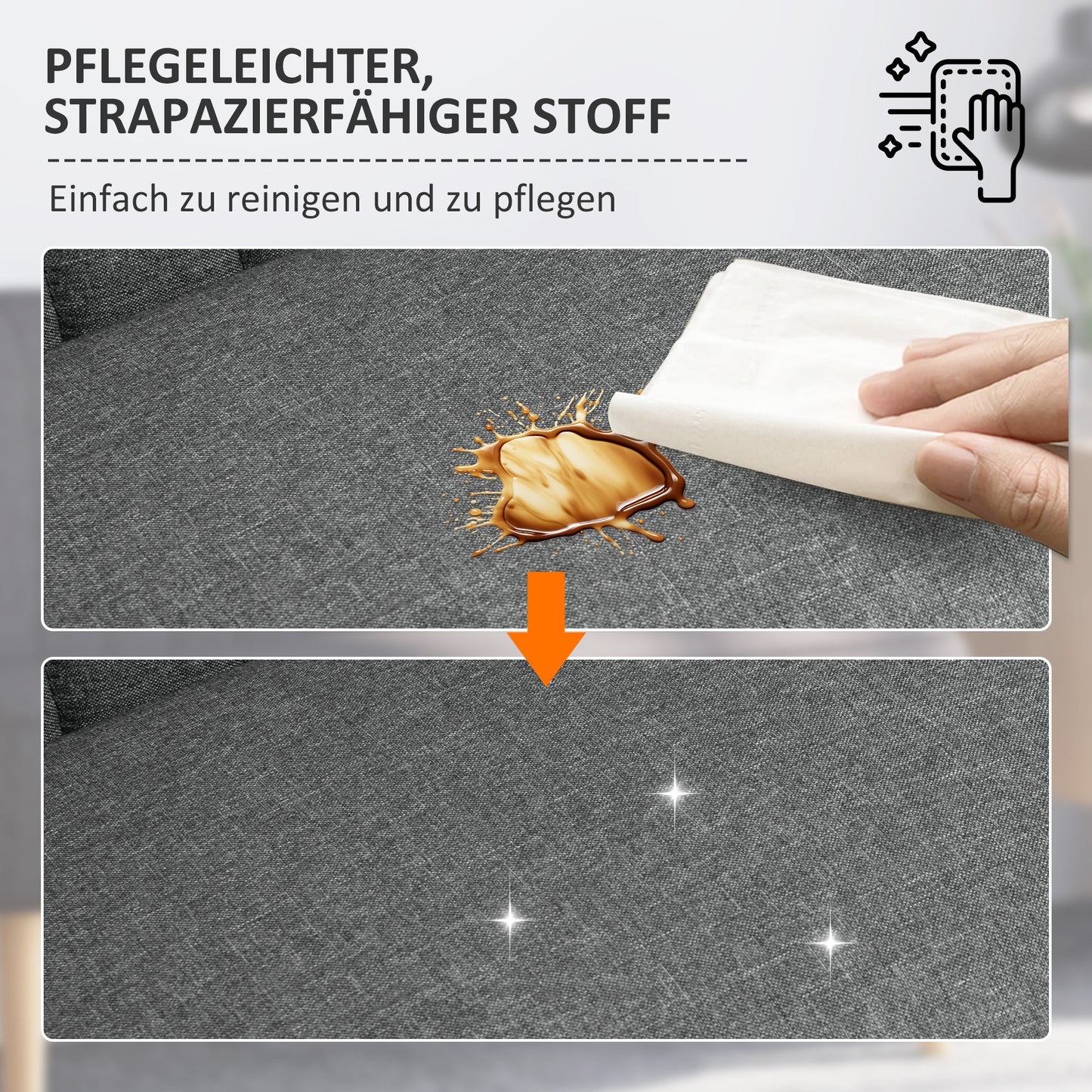 HOMCOM 2-Sitzer Sofa, weiche Polsterung, pflegeleichter Bezug, bis 150 kg, 117 x 56,5 x 77 cm, Hellgrau