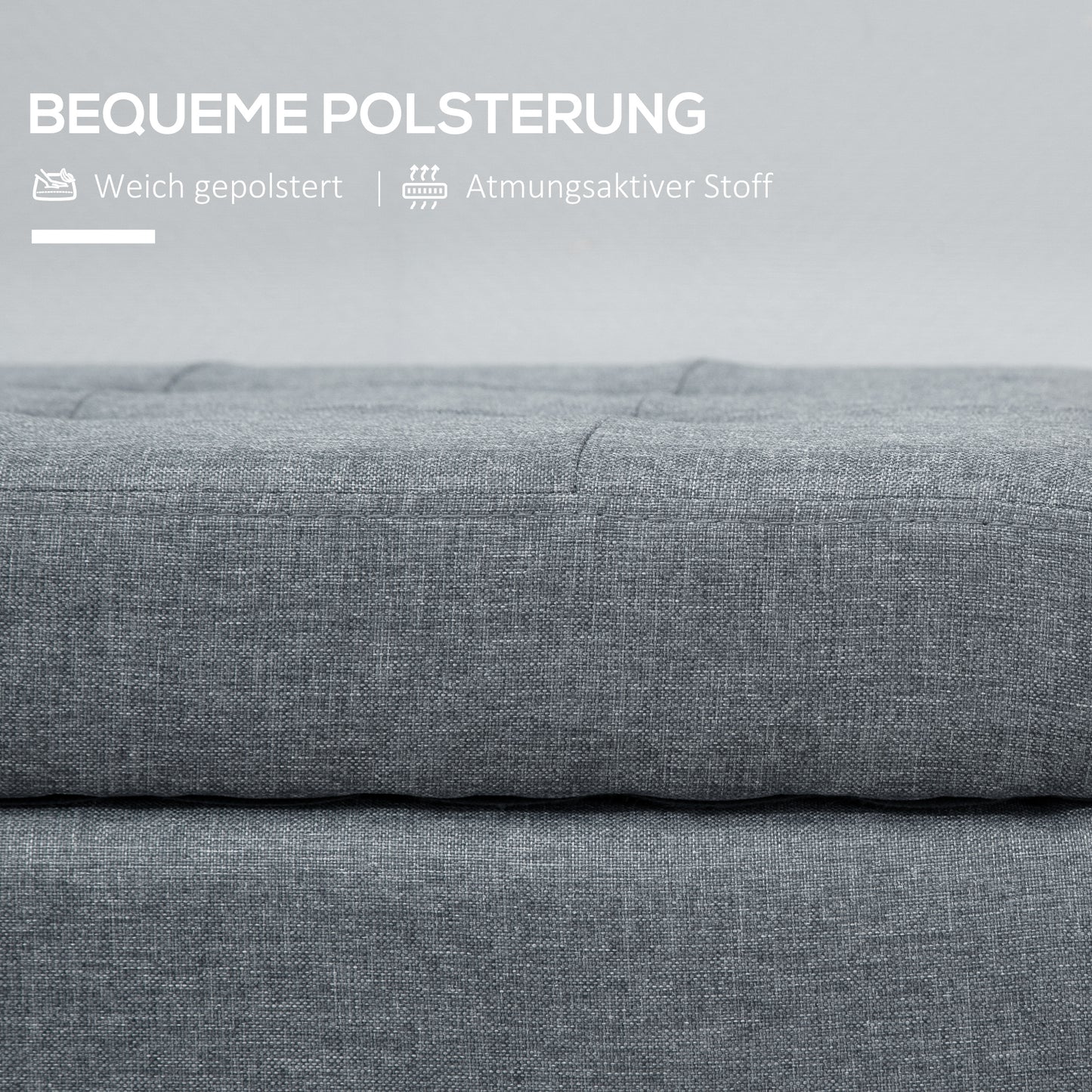 HOMCOM Sitzbank mit Stauraum, Ottomane, Flurbank, Knopfheftung,125,1 cm x 48,9 cm x 41,3 cm, Grau