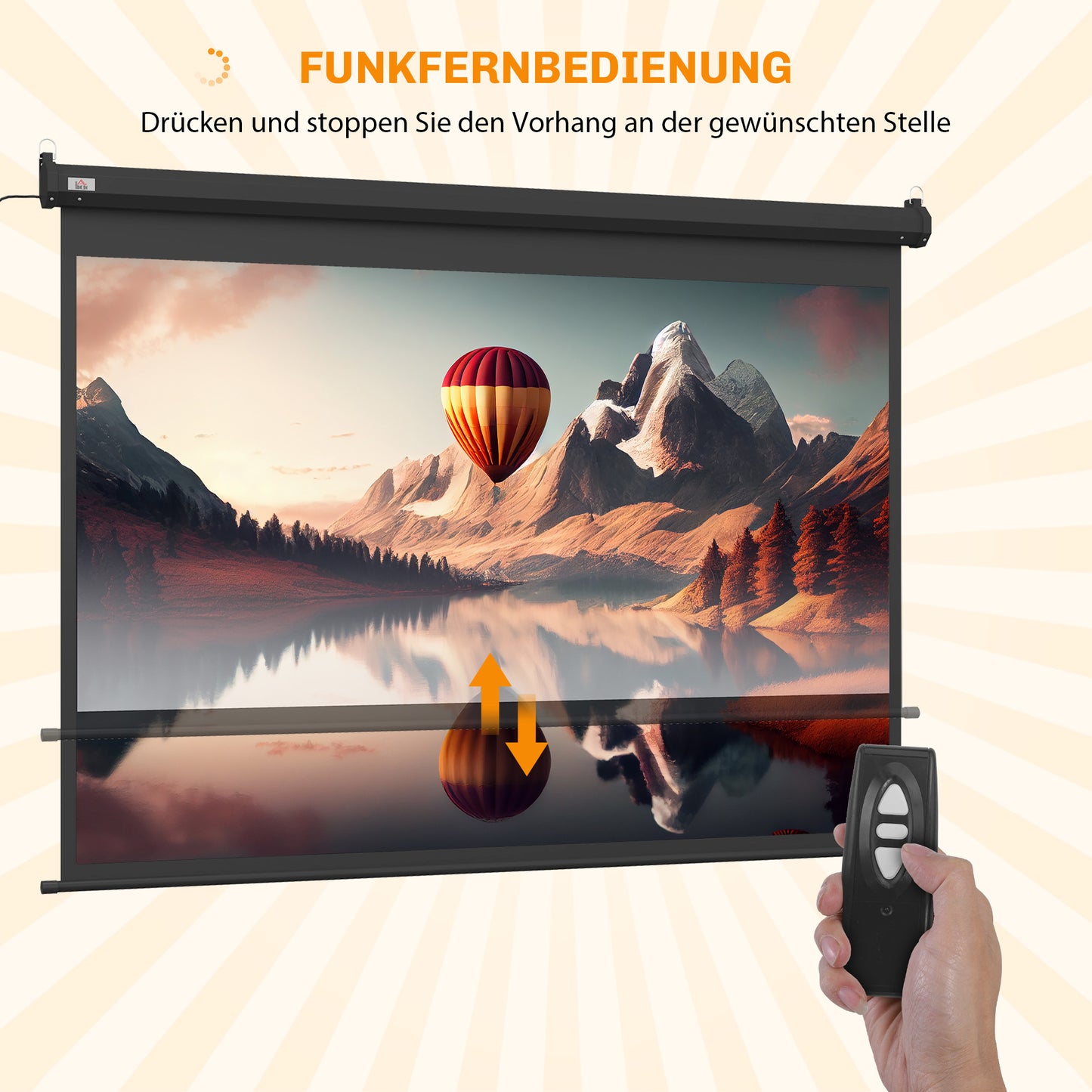 HOMCOM Beamer-Leinwand, Projektionsleinwand, 100 Zoll, 4:3, 203x152 cm, Schwarz