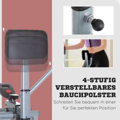HOMCOM Crosstrainer, Heimtrainer, LCD-Display, einstellbares Brustpolster, Stahl, Silber, 96 x 60 x 152cm