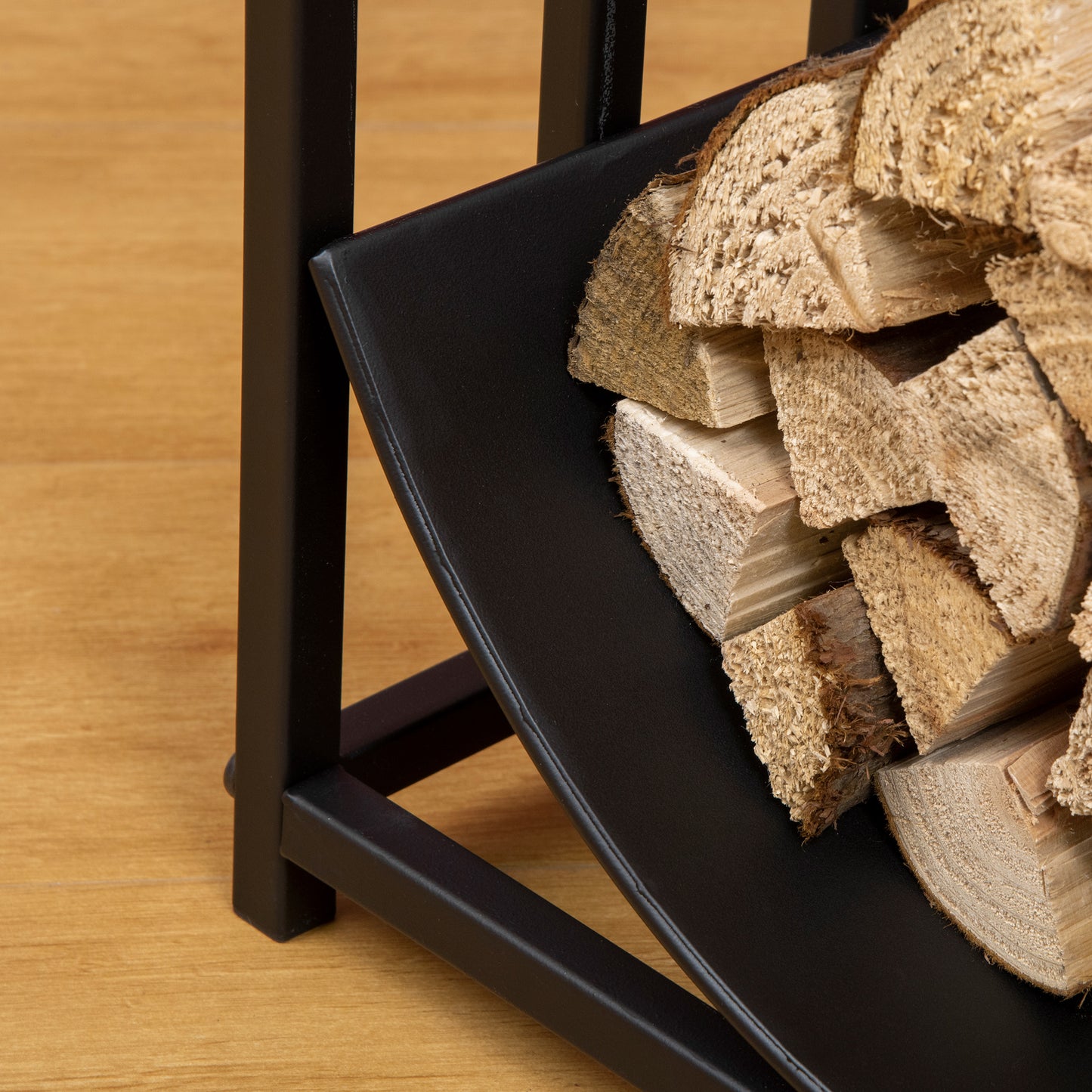 Outsunny Brennholzgestell, Baum- und Bärenszene, Metallstruktur, erhöhte Bodenplatte, 42x33,5x43 cm, Schwarz