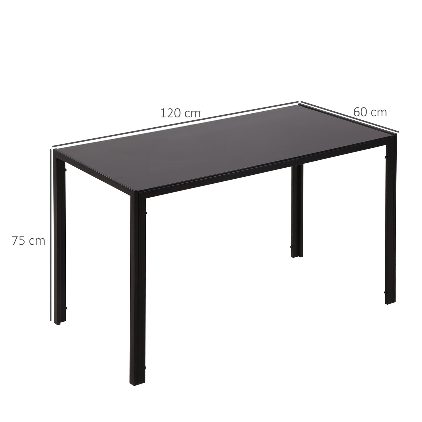HOMCOM Esstisch Küchentisch großer Tisch, modernes Design, 120 cm x 60 cm x 75 cm, Schwarz