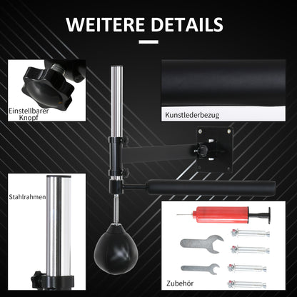HOMCOM Boxgestell, mit Speedball, drehbarer Reflexstange, höhenverstellbar, klappbar, Stahl, 79 x 72 x 20cm