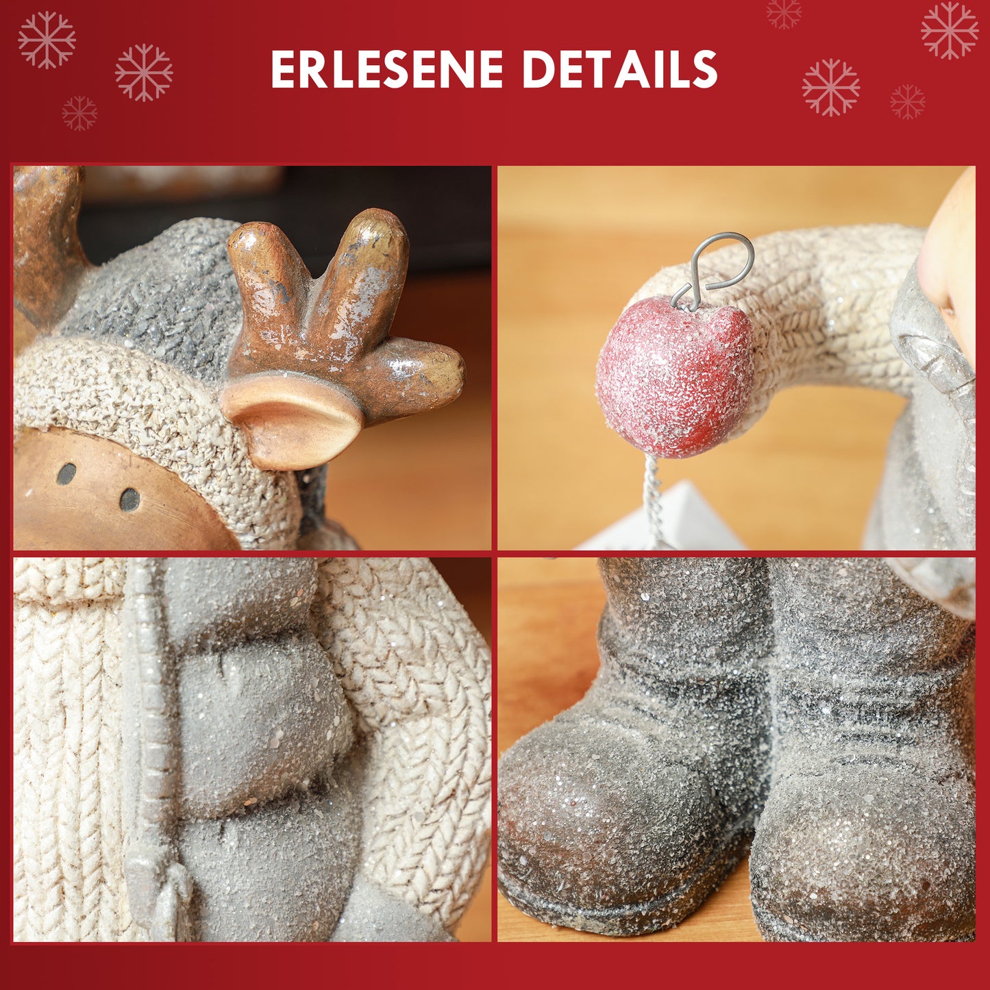 HOMCOM Weihnachtsdeko, Rentier mit Laterne, LED, batteriebetrieben, 25,5 x 19,5 x 52 cm