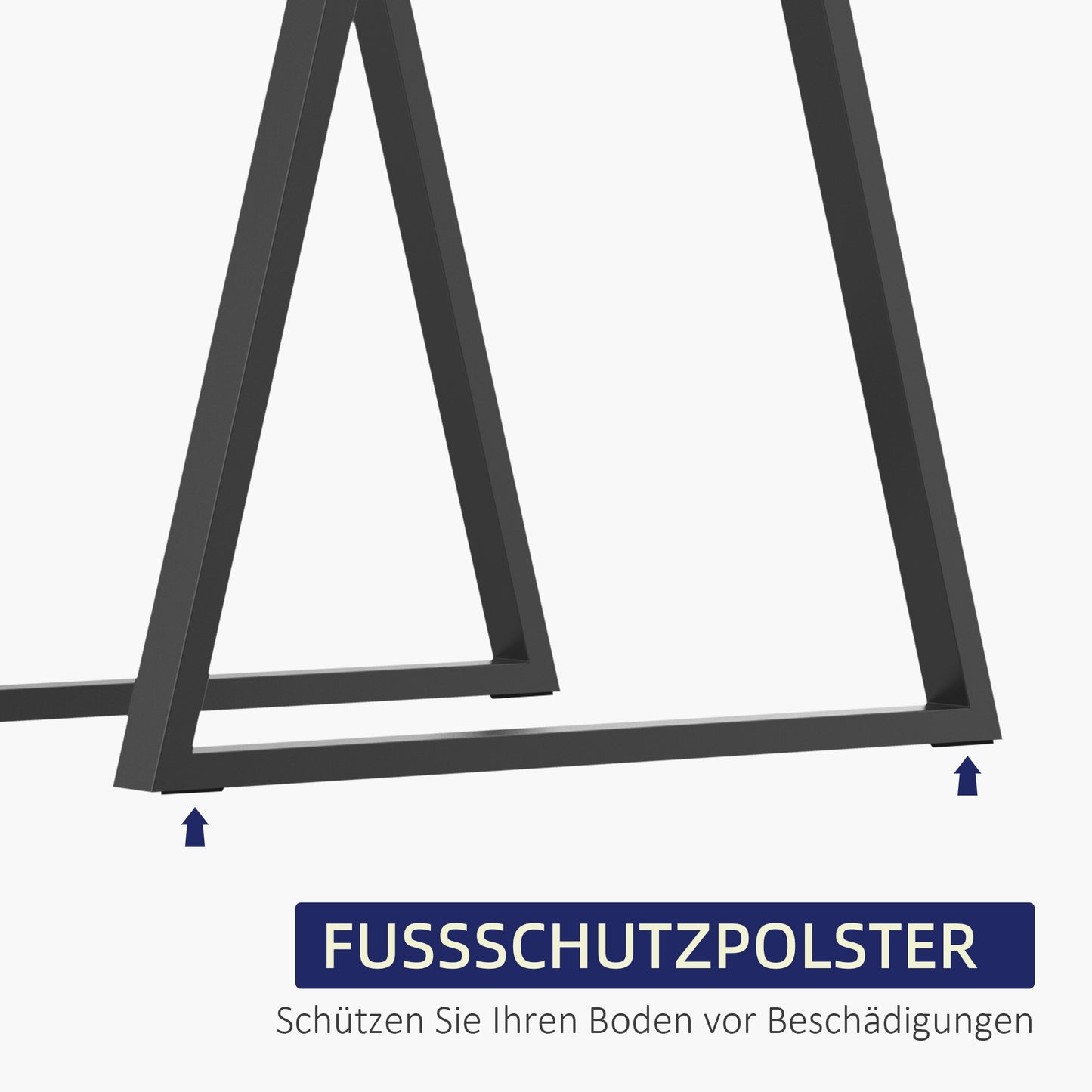 HOMCOM Trapezförmige Tischbeine im 2er-Set, Metall, vorgebohrt, mit Schrauben, Schwarz
