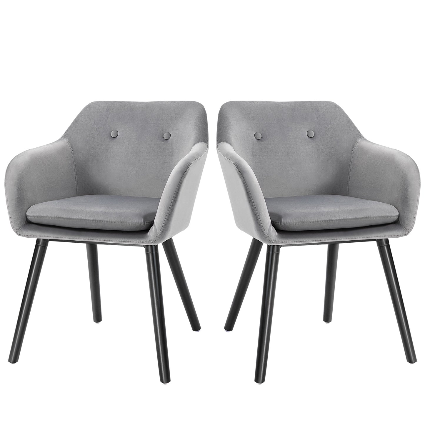 HOMCOM Esszimmerstühle in ansprechendem Design, Metallstruktur, Holzbeine, Grau, 120 kg belastbar