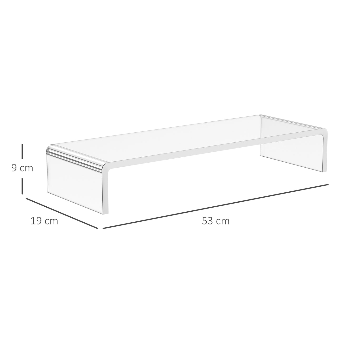 HOMCOM Monitorständer Bildschirmständer für Laptop Computer Notebook PC ergonomisch Acryl Transparent 53 x 19 x 9 cm