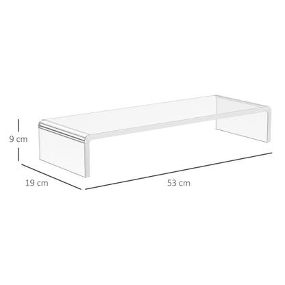 HOMCOM Monitorständer Bildschirmständer für Laptop Computer Notebook PC ergonomisch Acryl Transparent 53 x 19 x 9 cm