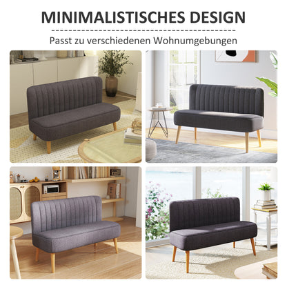 HOMCOM 2-Sitzer Sofa, weiche Polsterung, pflegeleichter Bezug, bis 150 kg, 117 x 56,5 x 77 cm, Dunkelgrau