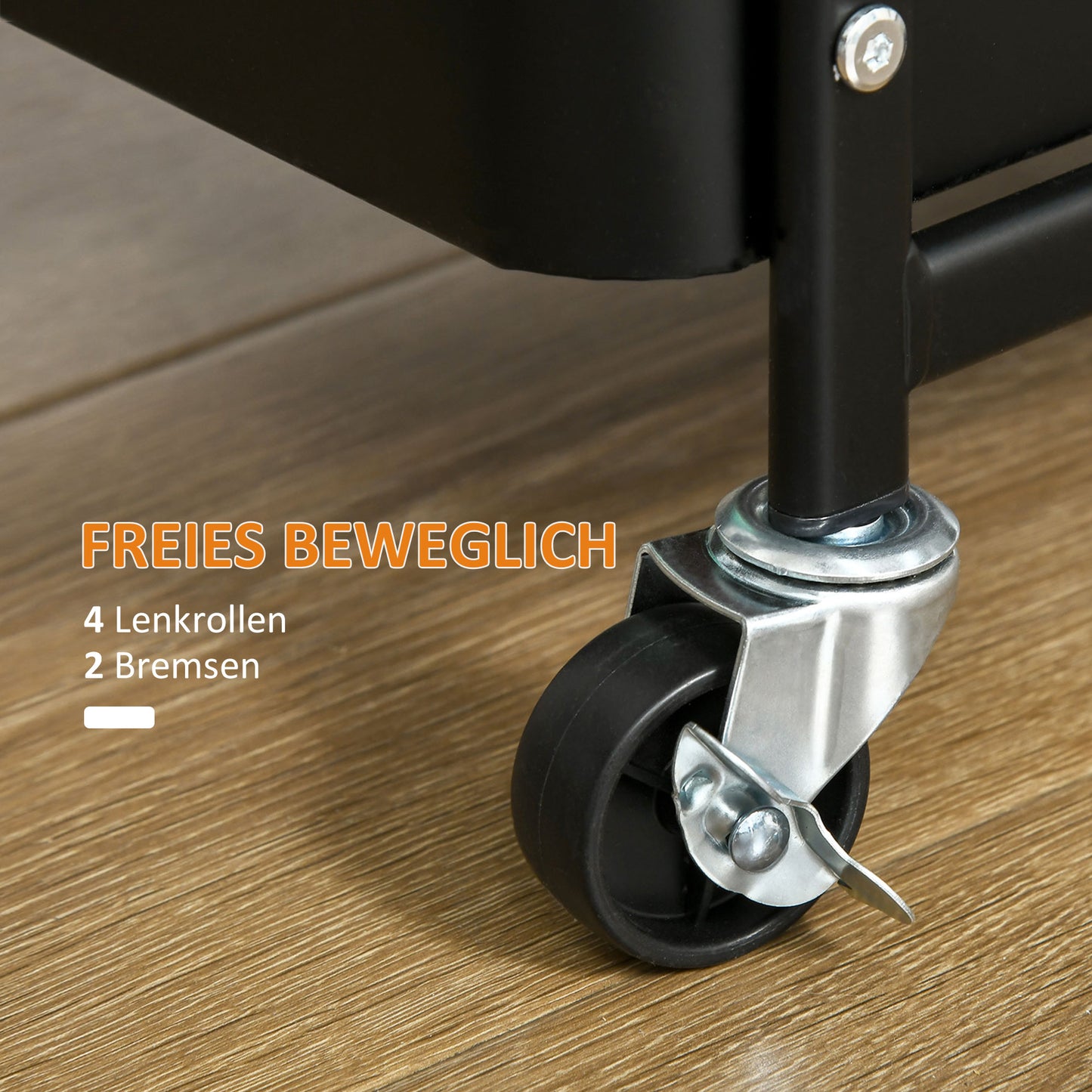 HOMCOM Küchentrolley mit Lochtafel, Handtuchhalter, Aufbewahrungskörbe, Schwarz